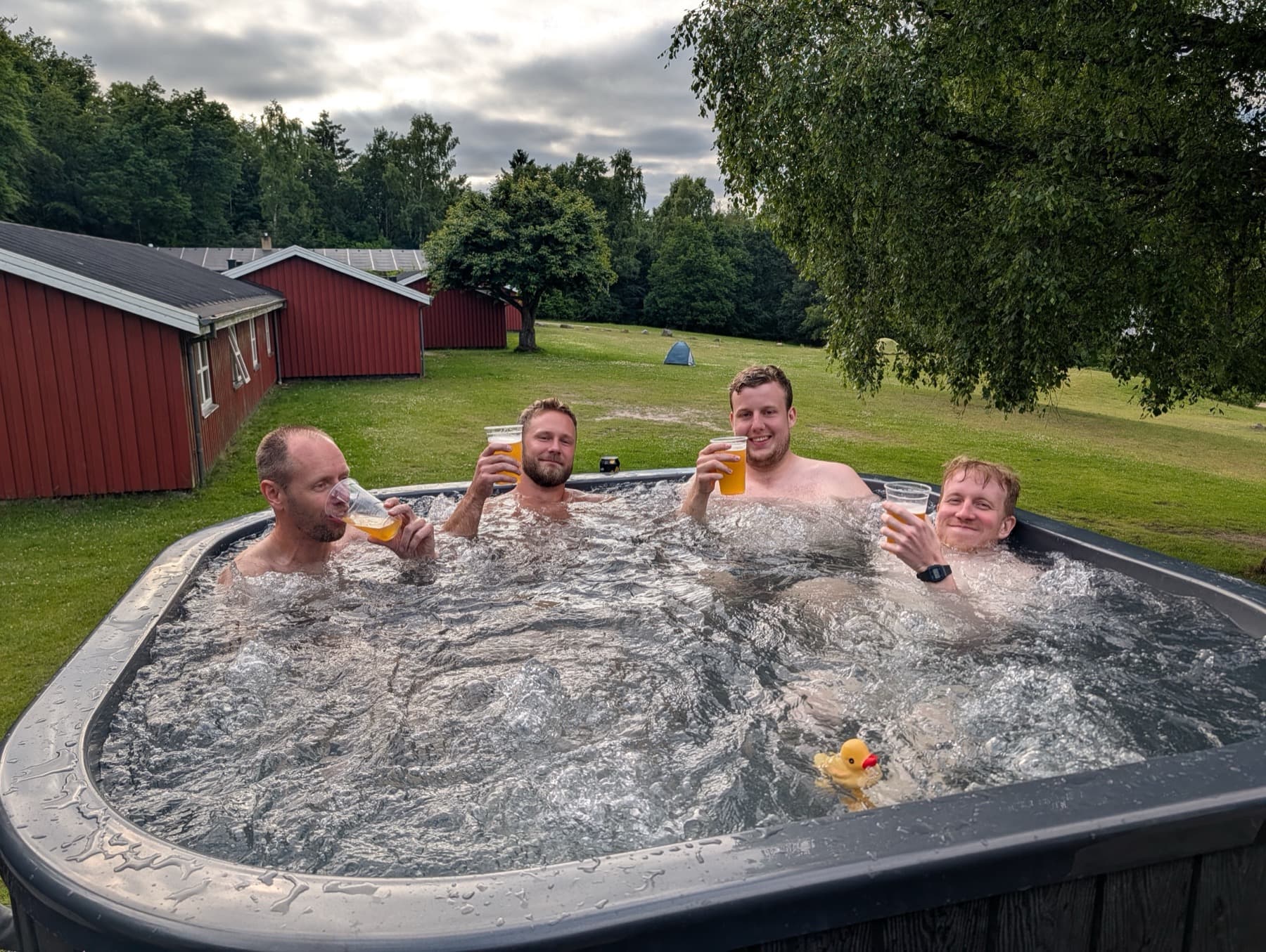 A short hot tub break before the next round of hacking