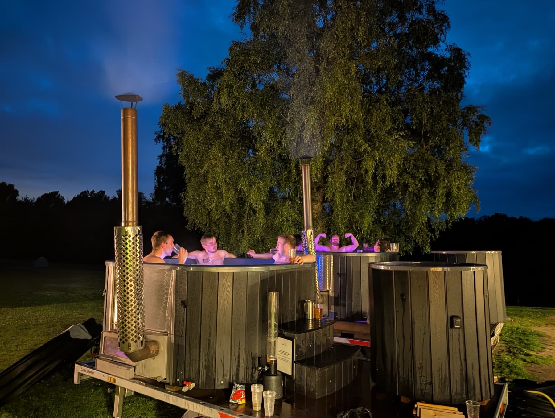 Hot tubs after dark, because the off-hours are part of the event too